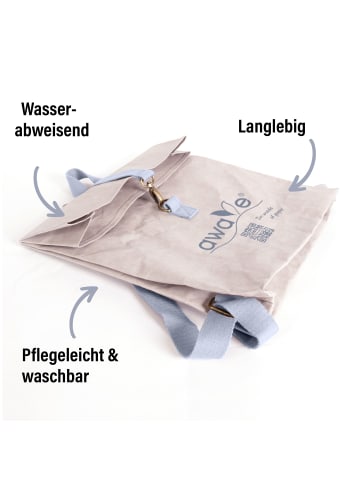 AWAVE Veganer Leder Rucksack 10 l Kraft Papier in Grau