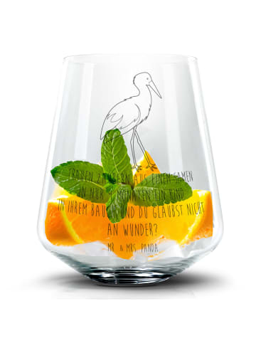 Mr. & Mrs. Panda Glas Storch mit Spruch in Transparent
