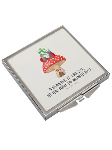 Mr. & Mrs. Panda Schminkspiegel Marienkäfer Fliegenpilz mit Spruch in Weiß