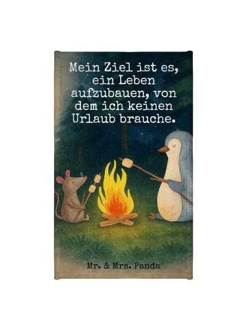 Mr. & Mrs. Panda Gästehandtücher Pinguin Lagerfeuer Design mit S... in Weiß