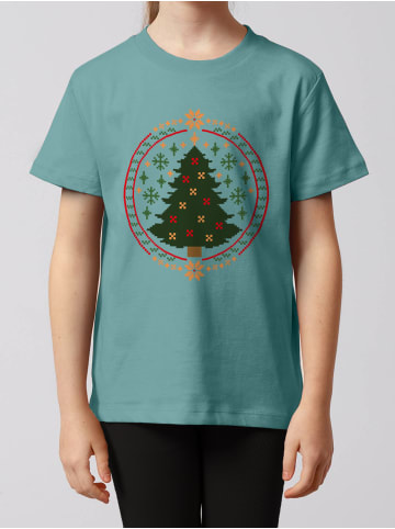 wat? Apparel T-Shirt Weihnachtszeit in Teal Monstera