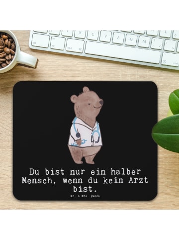 Mr. & Mrs. Panda Mousepad Arzt Herz mit Spruch in Schwarz