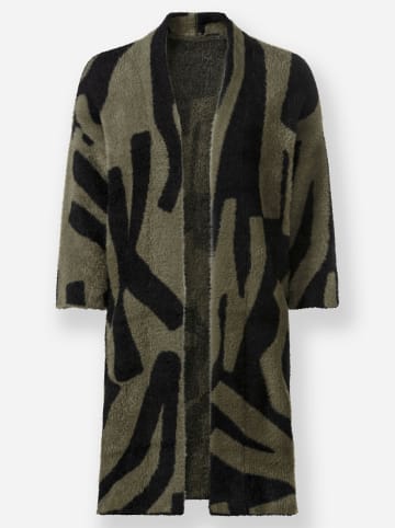 Heine Strickmantel in oliv-schwarz-gemustert