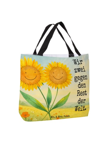 Mr. & Mrs. Panda Beuteltasche Blume Sonnenblume Design mit Spruch in Weiß