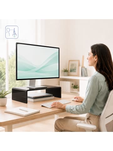 relaxdays Monitorständer in Weiß - (B)50 x (H)10 x (T)20 cm