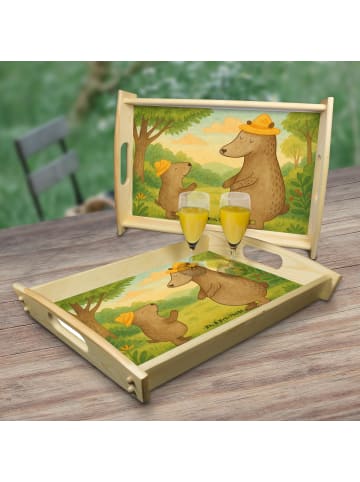 Mr. & Mrs. Panda Holztablett Bären mit Hut Design ohne Spruch in Weiß