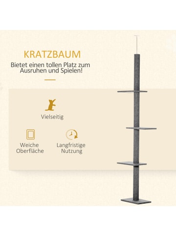 Pawhut Kratzbaum deckenhoch Grau 43L x 27B x 228-260H cm