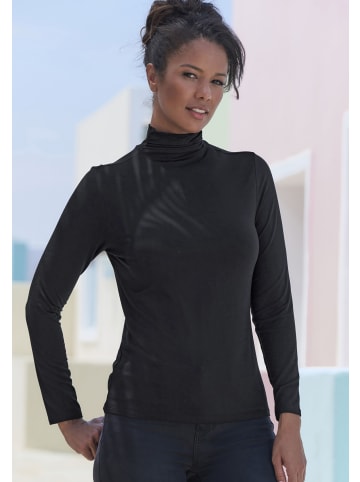 LASCANA Stehkragenshirt in schwarz