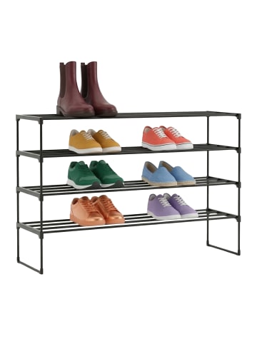 relaxdays Schuhregal "4 Ebenen" in Schwarz - (B)117 x (H)72 x (T)30 cm