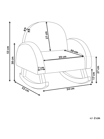 Beliani Kinderschaukelstuhl HUG in Rosa/Braun - (W) 54 x (H) 53 x (L) 52 cm