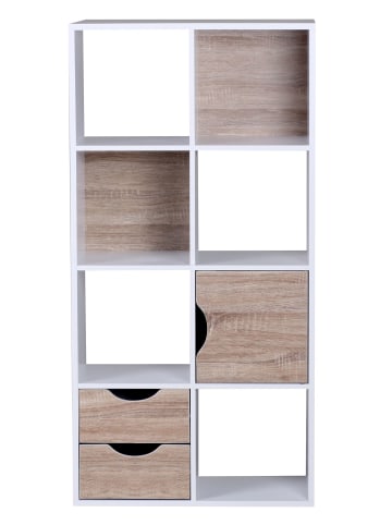 KADIMA DESIGN Bücherregal | Weiß/Sonoma, 60x120x29cm, Schubladen, Tür
