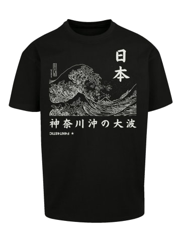 F4NT4STIC Heavy Oversize T-Shirt Kanagawa Welle Japan in schwarz