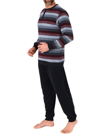 NORMANN Langarm Schlafanzug Frottee Stretch Pyjama Bündchen in rot1