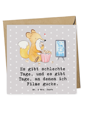 Mr. & Mrs. Panda Deluxe Karte Fuchs Filme gucken mit Spruch in Grau Pastell