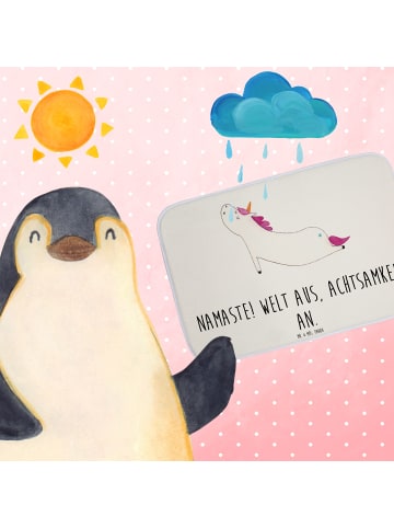 Mr. & Mrs. Panda Badteppich Einhorn Yoga mit Spruch in Weiß