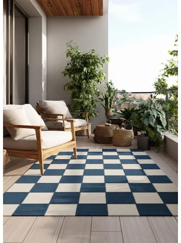 Atticgo Outdoor-Teppich CUADROS in blau / weiß