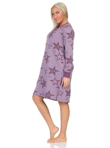 NORMANN Frottee Nachthemd langarm Bündchen Sterne - 87601 in beere