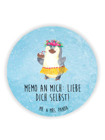 Mr. & Mrs. Panda Rund Magnet Pinguin Kokosnuss mit Spruch in Eisblau