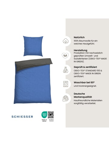 Schiesser Renforcé Bettwäscheset Doubleface in Blau-Dunkelgrau