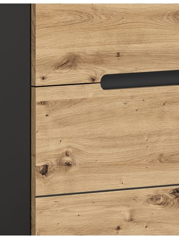 Inn.Furn Aktenschrank in Eiche Artisan und grau 80 x 190 cm, Büroschrank mit Soft-Close
