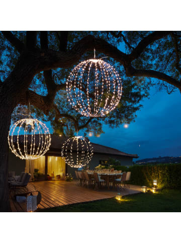 MARELIDA LED Leuchtkugel Drahtkugel faltbar 8 Modi Timer D: 38cm weiß