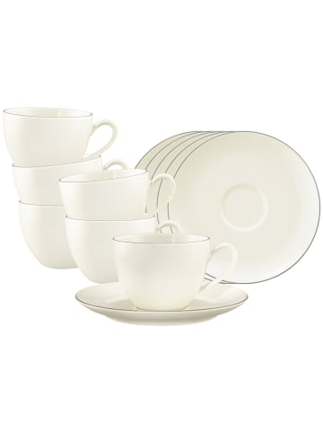 Seltmann Weiden 6er Set Kaffeetassen mit Untertassen Savona Grey Line 270 ml creme in creme