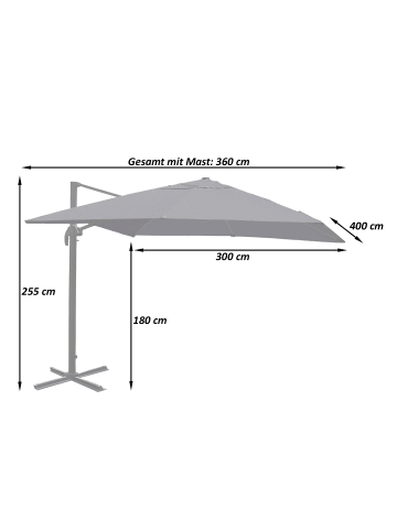 MCW Gastronomie-Ampelschirm A96, Bordeaux mit Ständer, drehbar