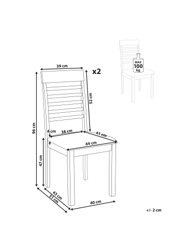 Beliani 2er-Set Esszimmerstuhl ORTLEY in Braun/Beige