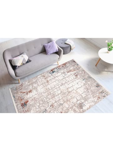 Kayoom Vintage Teppich Akropolis 125 in grau - lachsrosa - rechteckig