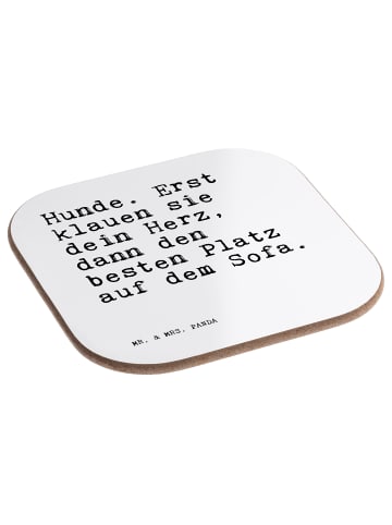 Mr. & Mrs. Panda Drink Coaster Hunde. Erst klauen sie... mit Spruch in Weiß
