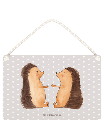 Mr. & Mrs. Panda Schild Igel Liebe ohne Spruch in Grau Pastell