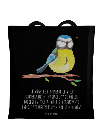 Mr. & Mrs. Panda Einkaufsbeutel Vogel Blaumeise mit Spruch in Schwarz