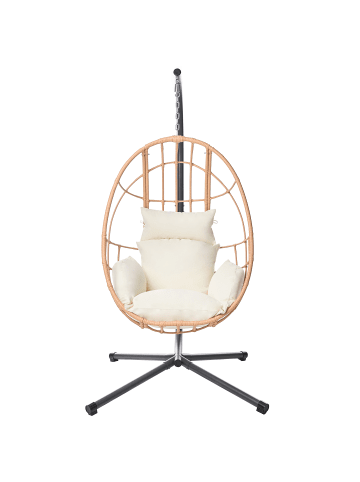 Beliani 4-tlg Hängesessel MALCESINE in Naturfarben/Beige/Grau