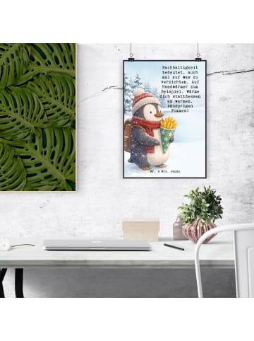 Mr. & Mrs. Panda Poster Pinguin Winter Pommes Design mit Spruch in Weiß