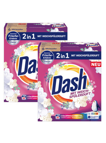 Dash 2in1 Colorwaschmittel Pulver I Weichspülerduft | 100 Waschladungen | 6 kg