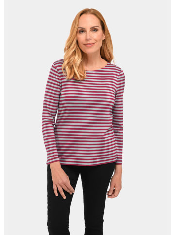 GOLDNER Jerseyshirt mit Streifenmuster in winterrot / grau