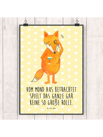 Mr. & Mrs. Panda Kunstdruck Fuchs Lord mit Spruch in Gelb Pastell