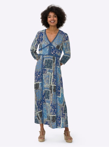 Heine Druckkleid in jeansblau-grün-bedruckt