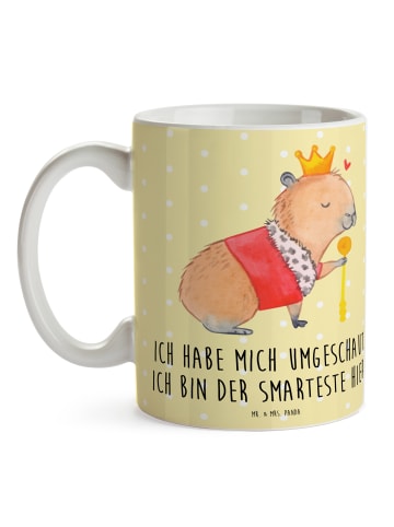 Mr. & Mrs. Panda Geschenktasse Capybara König mit Spruch in Gelb Pastell
