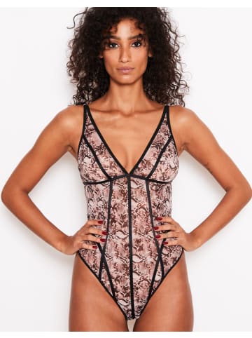 Scandale Eco-lingerie Tief Ausgeschnittener Body in Snake Print