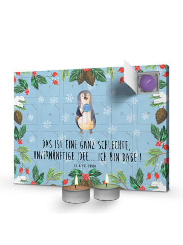 Mr. & Mrs. Panda Adventskalender Pinguin Lolli mit Spruch in Eisblau
