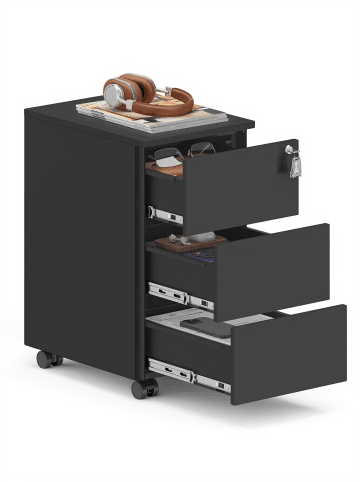 SONGMICS 3er-Set: Aktenschrank Berend in Schwarz - (B)30 x (H)54 x (T)40 cm