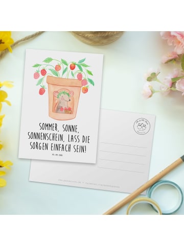 Mr. & Mrs. Panda Postkarte Sommerfreude mit Spruch in Weiß