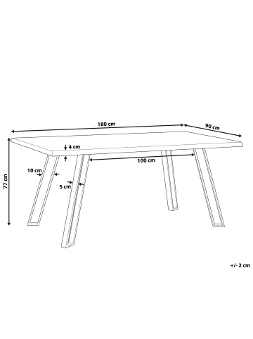 Beliani Esszimmertisch GRAHAM in Braun/Schwarz - (W) 90 x (H) 77 x (L) 180 cm