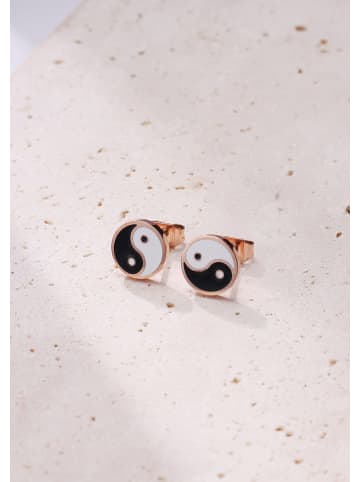 Hey Happiness Vergold. Ohrstecker Yin Yang Edelstahl in Rosegold - (D) 0,8 cm