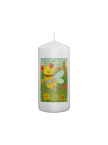 Mr. & Mrs. Panda Weihnachtskerze Biene Blume Design ohne Spruch in Weiß