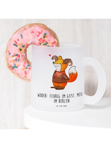 Mr. & Mrs. Panda Trinkglas Widder Astologie mit Spruch in Transparent