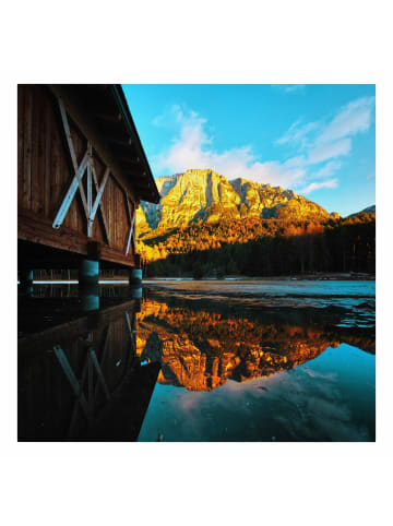 WALLART Leinwandbild - Bergspiegelung in den Dolomiten in Bunt