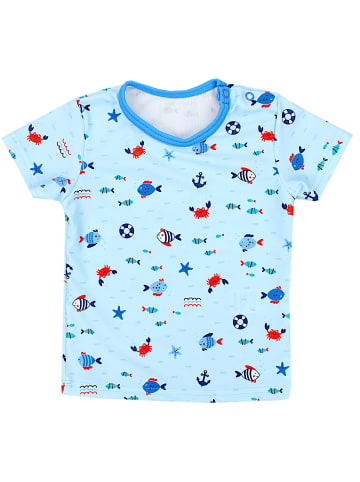 Aquarti Baby Jungen Bade-Set Zweiteiliger Badeanzug T-Shirt Hose in blau