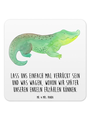 Mr. & Mrs. Panda Gläseruntersetzer Krokodil mit Spruch in Weiß
